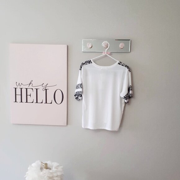 NWT CHRLDR grey leopard detail white football t-shirt, S - Picture 5 of 9